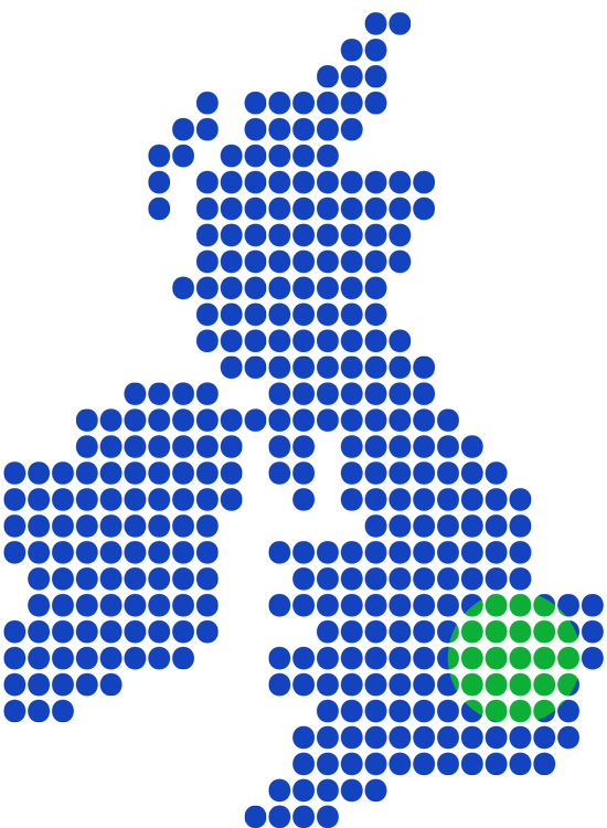 Map highlighting the Blockage Busters coverage area around Southend-on-Sea